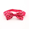 Pink and red checkered dog bowtie with heart patterns and adjustable strap - Style 12-Pink Gingham Hearts