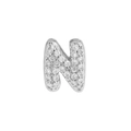 Silver mini bubble letter N charm pendant with clear sparkling pave crystals for DIY jewelry - Letter N / Silver