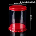 Red 2-inch tall round clear cupcake box set for Christmas party dessert packaging - Round Transparent Heightened Cake Box 2 Inch Red 5Pcs