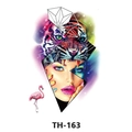 Waterproof temporary tattoo sticker with colorful tiger, female portrait and flamingo - Th-163 / 210*148mm