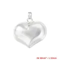 Detailed view of silver heart pendant measuring 30mm by 32mm with secure metal clasp - Large Platinum Heart