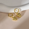 Elegant 18K gold plated stainless steel hoop earrings with grape cluster charms - Gold - Grapes Shape