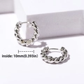 Detailed view of silver twisted rope hoop earrings with a 10mm inner diameter dimension - E447-Twisted Pattern / Silver