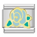 Italian charm for DIY bracelet with colorful enamel flower pattern on silver base - Blue and Yellow Mixed Flower Style (C1188)