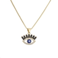 Collana placcata oro con ciondolo occhio greco impreziosita da zirconi blu e chiari - Occhio Rotondo Classico / Oro