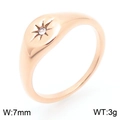 Rose gold signet ring featuring an eight-pointed star engraving with a central diamond - US 5 / Zirconia Inlaid Rose Gold