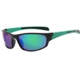 Occhiali da sole sportivi da ciclismo con montatura nero-verde e lenti colorate a specchio - Montatura Nera Specchio Verde