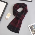 Classic red and black plaid wool scarf for men with soft tassel details for winter - Classic Plaid Tassel (TK090) / 180*30cm