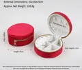 Mini round red velvet jewelry travel case with gold zipper and multi-slot storage - Velvet Round-Red / Round 10*10*5CM