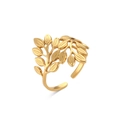 Verstellbarer Ring aus 18K vergoldetem Edelstahl mit filigranem Blatt-Design - Blätter Offener Ring