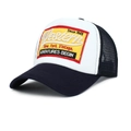 Four-color Western vintage trucker hat with mesh back and retro embroidery patch - Navy Blue / Adjustable