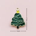 Enamel dark green Christmas tree alloy charm with golden details, 2.7cm by 1.8cm size - 2401 Dark Green Star Tree