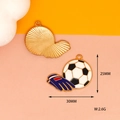 Detail of colorful enamel soccer and glove charms with golden metal textured back - Football