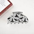 Silver glitter Halloween hair claw clip featuring black wizard hats and bats patterns - Wizard Hat Claw-8.7cm