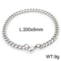 Silbernes Panzerarmband aus Edelstahl mit Karabinerverschluss, Größe 200x5mm, Gewicht 9g - Stil A 5mm 200mm(KB166141-ZZ)