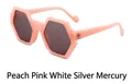 Fruit pink polygon sunglasses with silver mirrored lenses for UV protection - Metal Hinge / Fruit Pink Frame Silver Mirror Lens