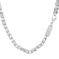 Collar de cadena bizantina plateada de 6mm con colgante rectangular grabable - Collar 50cm / Color Acero