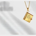 Gold book-shaped titanium necklace for son with 'Mein kleiner Stern' German engraving - 56 Gold German Son Style