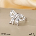 Silver bow-shaped stainless steel ring with a 22mm width and 6g weight variant - Three-Dimensional Ribbon Style Silver (KR111269-KFC)