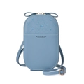 Detailed view of the cute blue crossbody phone bag with bow accent and delicate embroidery. - Bear Style 2 / Light Blue