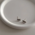 Boucles d'oreilles haricot en argent poli pour femme sur plateau en céramique - Style 3004 / Argenté