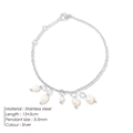 Adjustable stainless steel chain bracelet with five irregular freshwater pearl charms - Steel
