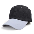 Berretto da baseball in denim bicolore con pannelli grigio scuro e visiera grigia - Azzurro