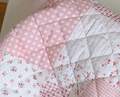 Borsa trapuntata in cotone a fiori rosa e quadri per pranzo o accessori neonato - Patchwork a Quadretti Rosa Floreale