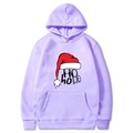 Lavendelfarbener Weihnachts-Hoodie mit Weihnachtsmütze-Aufdruck und Kängurutasche - Lavendel