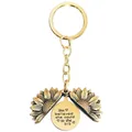 Detail of opening sunflower keychain with She believed she could so she DID engraving - T00003 Full Gold (She believed she could so she did)