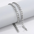 Minimalist silver stainless steel cuban chain necklace in a classic polished finish - 8mm-Bracelet / Silver