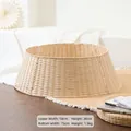Minimalist beige woven Christmas tree collar skirt in rustic style, 75cm base width - Top 58xBottom 75xH 26cm / Round Cream