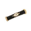 Cylindrical black evil eye charm with gold accents and cubic zirconia for DIY jewelry - Black