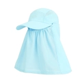 Light blue outdoor sun hat with face shield and neck flap for sports and hiking - Blue (9269)