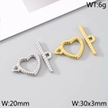 304 stainless steel heart-shaped toggle clasps in gold and silver finishes for DIY jewelry - Style 6 Large Heart (KLJ7644-Z) / Steel
