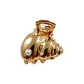Golden shell hair claw clip with pearl detail for half-up hair styles on white background - Snail Shell