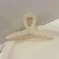 Large translucent cream beige claw clip with a strong gold metal spring for thick hair - Mermaid-11cm