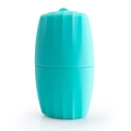 Teal silicone ice roller for face massage and skin cooling in a ribbed vertical design - Striped Style - Green