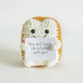 Handmade crochet toast plush with positive message card for home and office desk decor - Toast Off-White