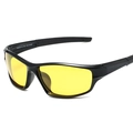 Polarized sports sunglasses with yellow night vision lenses and black plastic frame - Black Frame Yellow Lens