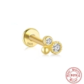 Golden S925 sterling silver dragonfly stud earring with marquise zirconia stones - #11 Gold - Simple Double Zirconia Style