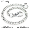 Silver punk style Cuban link pants chain with gothic skull relief lobster clasp 50cm - Style B Cuban (KK066-Z)