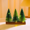 Mini-Zweifarben-Weihnachtsbäume auf Holzsockel mit warmer LED-Lichterkette - Dunkelgrün Hellgrün Zweifarbig (Ohne Licht)