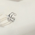 Bague double couche argentée avec motif étoile en croix au fini poli élégant - Étoile Double Couche / Argenté