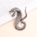Spilla a forma di serpente argento con cristalli scintillanti su sfondo di libro aperto - Argento
