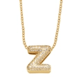 Golden necklace with letter Z pendant featuring sparkling full pave cubic zirconia - Letter Z