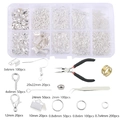 DIY jewelry making kit with silver findings, pliers, and tweezers in a storage box - Silver Findings + Tools