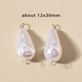 Baroque teardrop faux pearl charms with dual stainless steel loops, 12x30mm set of two - 11# Double Loop Waterdrop (12x30mm) / Steel