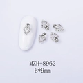 Detail of 6x9mm heart-shaped teardrop nail crystal with metal frame and model MZH-8962 - Silver Base Clear Rhinestone (8962)