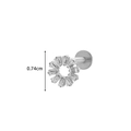 F136 titanium snowflake labret stud with zircon flower and internal thread for piercing - Round Flower Style (4#) / Silver
